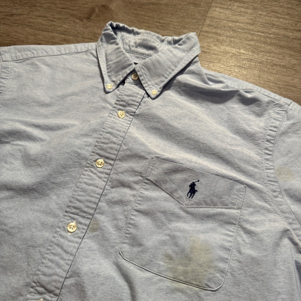 Ralph Lauren Shirt Mens XL Blue‎ Chambray Oxford Cotton Button Down Pony Pocket